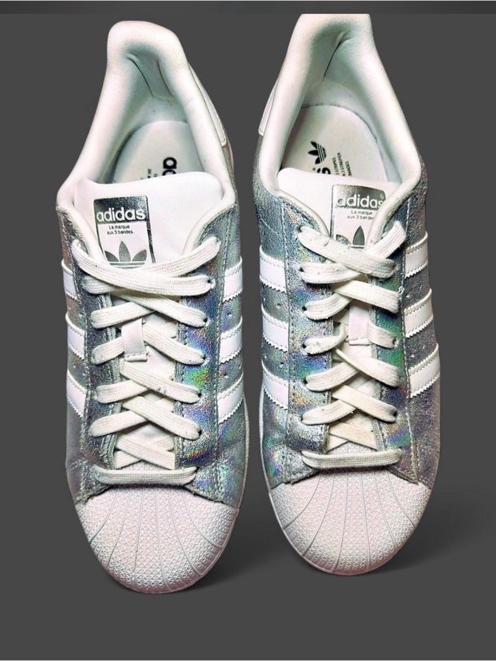 Adidas Superstar Iridescent Holographic Glitter Upper Shoes SUPER RARE - Picture 2 of 6